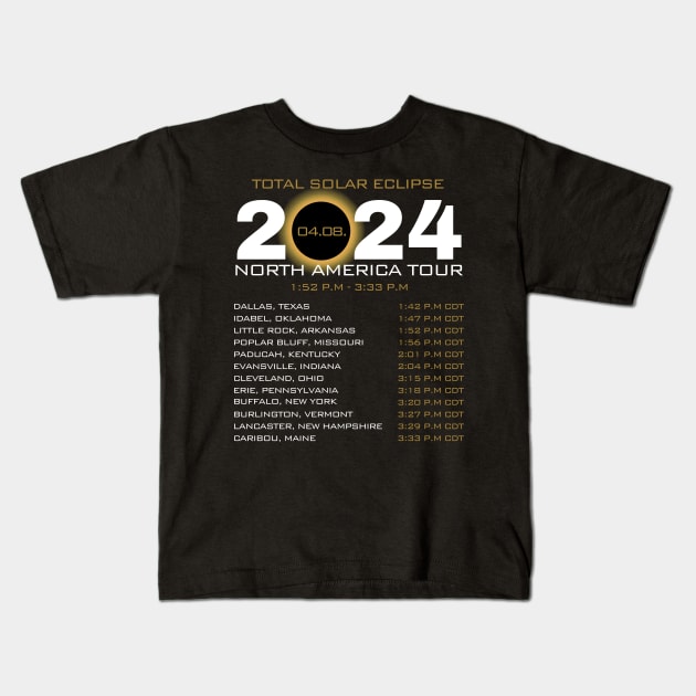 America Totality Total Solar Eclipse 4.8.2024 Kids T-Shirt by Tebird